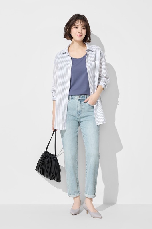 修身男友風九分牛仔褲-女