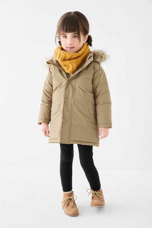 極暖羽絨中長版連帽外套-童