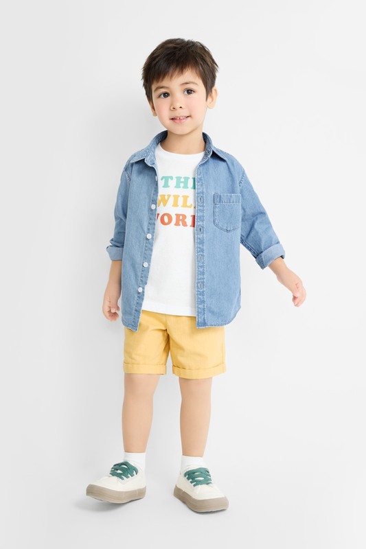 純棉反折短褲-童