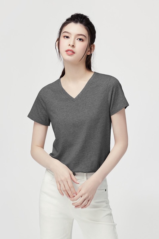 純棉V領T恤-女