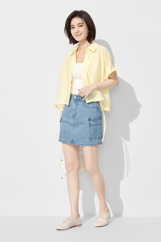 工裝牛仔連褲短裙-女