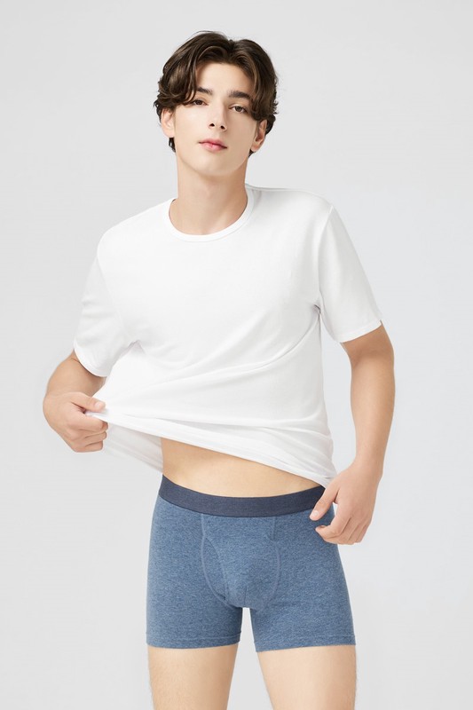 棉質中腰平口內褲-男