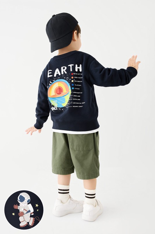 宇宙毛圈印花圓領衫-童