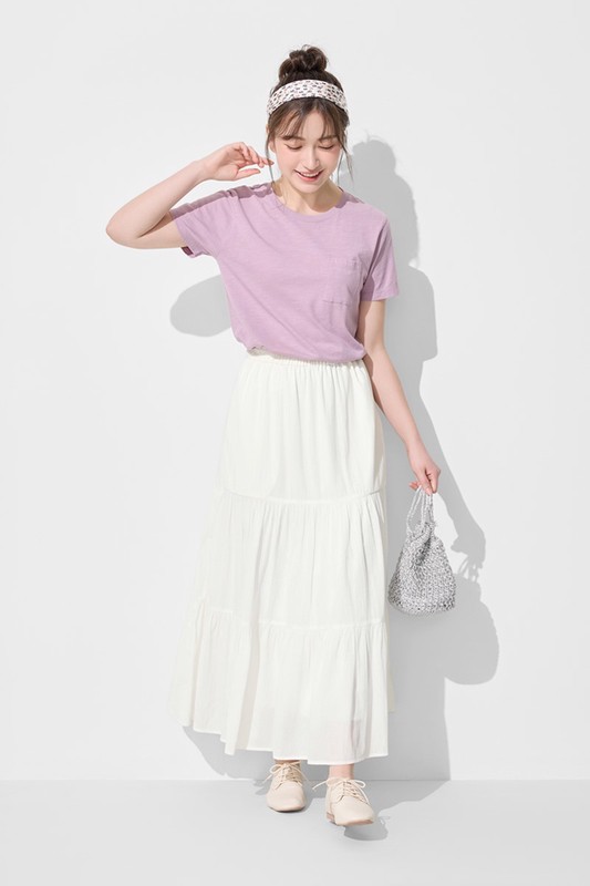 竹節棉口袋短袖T恤-女