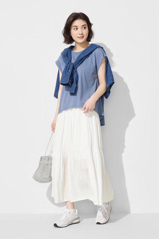 柔滑棉連袖抽皺上衣-女