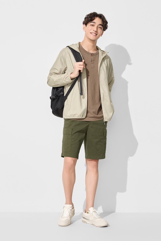 鬆緊工裝短褲-男