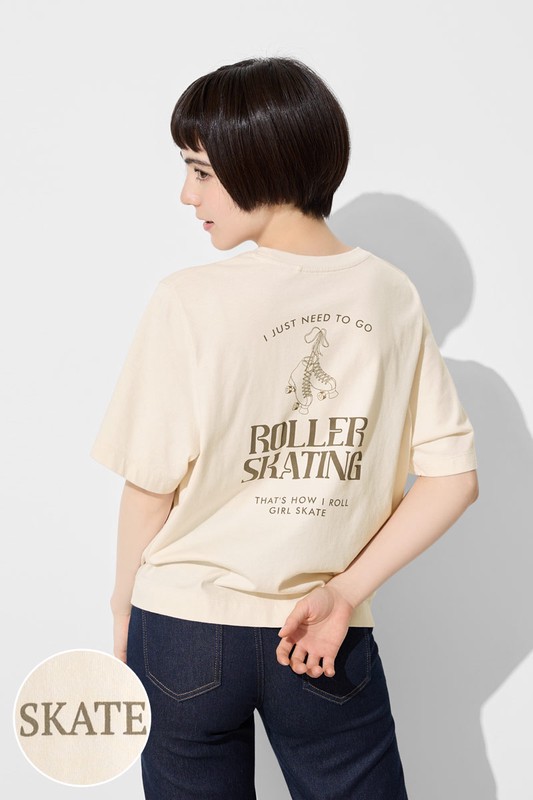 純棉寬版印花T恤-女