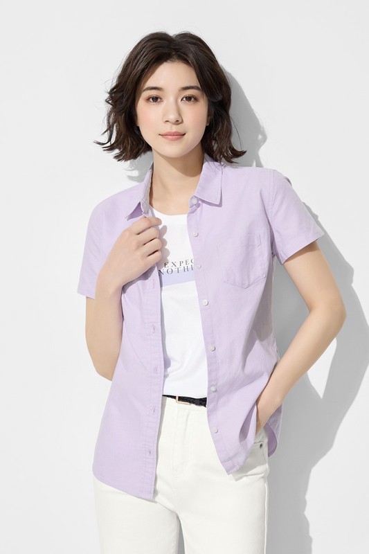牛津短袖襯衫-女