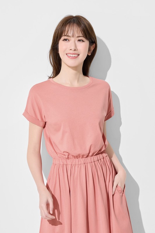 柔滑棉連袖收腰長洋裝-女