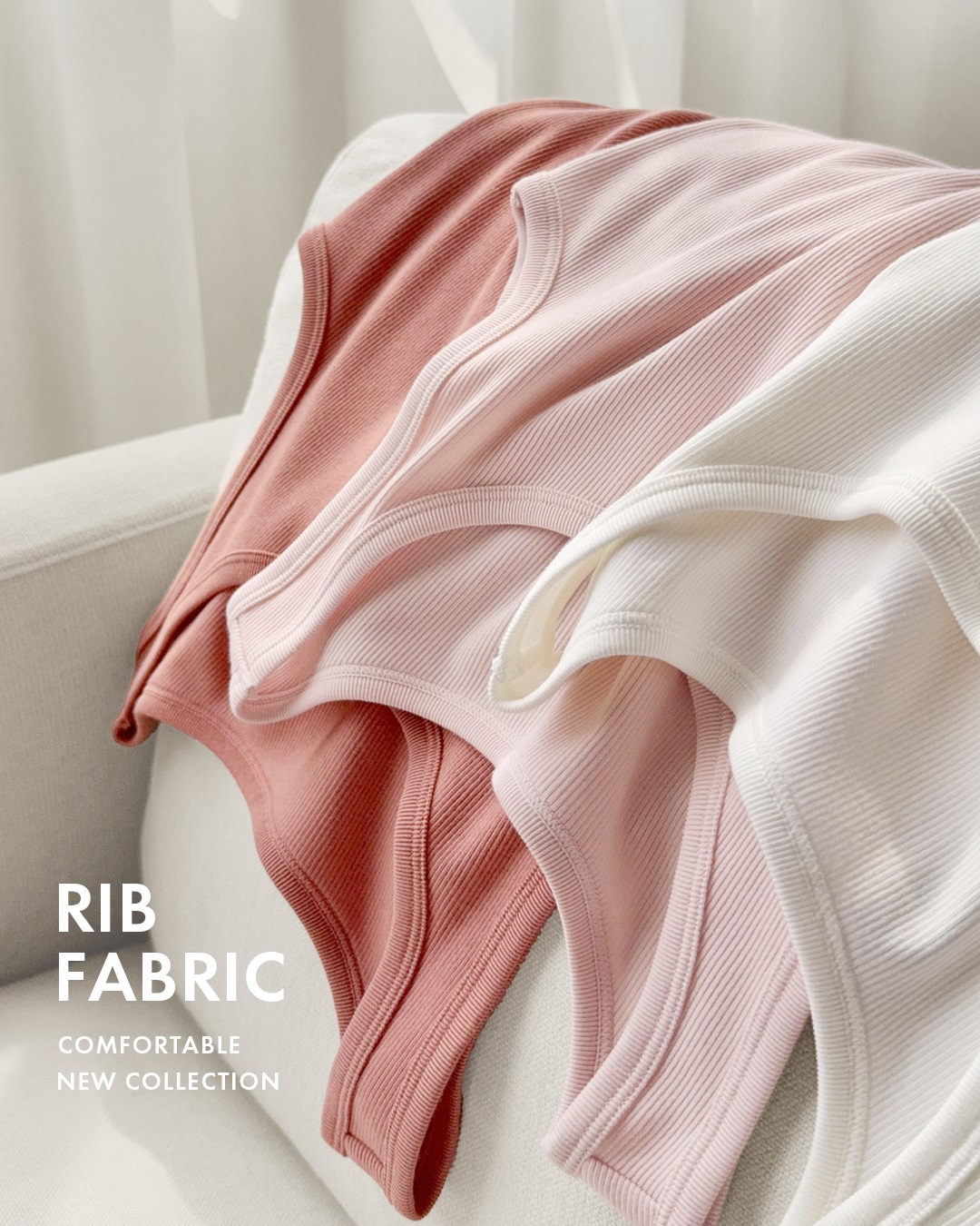 修身顯瘦，羅紋背心，繽紛百搭